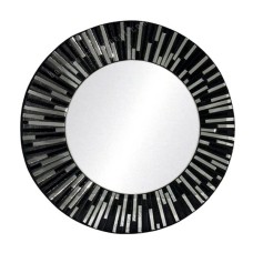 Mosaic Round Mirror Black Clear 60 cm