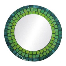 Mosaic Round Mirror Rainbow Green 60 cm