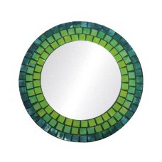 Mosaic Round Mirror Rainbow Green 50 cm