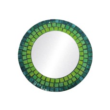 Mosaic Round Mirror Rainbow Green 40 cm