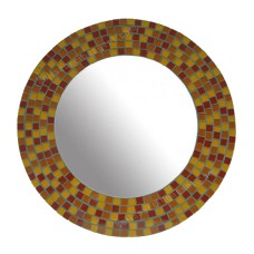 Mosaic Round Mirror Orange Brown 60 cm