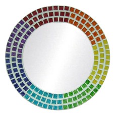 Rainbow Glass Mosaic Round Mirror 60 cm