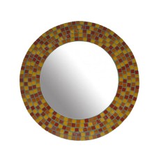 Mosaic Round Mirror Orange Brown 50 cm
