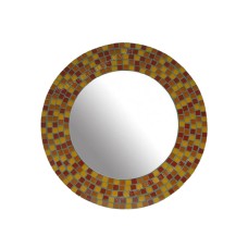 Mosaic Round Mirror Orange Brown 40 cm