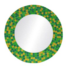 Mosaic Round Mirror Green Yellow 60 cm