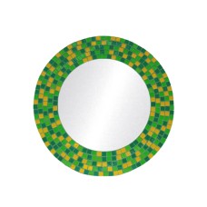 Mosaic Round Mirror Green Yellow 40 cm