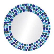 Mosaic Round Mirror Blue Turquoise Green 60 cm