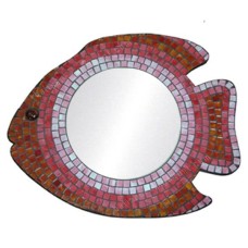 Mosaic Mirror Fish Shape Brown Pink 35 cm