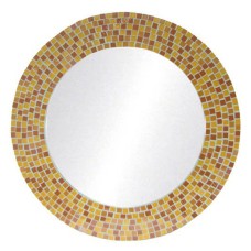 Mosaic Round Mirror Yellow Brown 60 cm