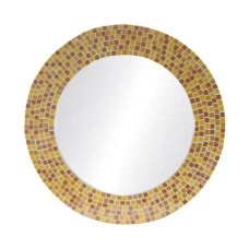 Mosaic Round Mirror Yellow Brown 50 cm