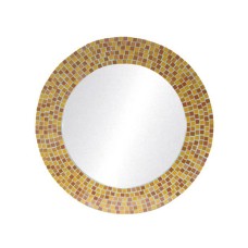 Mosaic Round Mirror Yellow Brown 40 cm