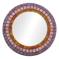 Mosaic Round Mirror Purple Orange 60 cm
