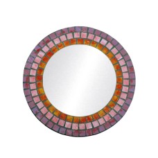Mosaic Round Mirror Purple Orange 40 cm