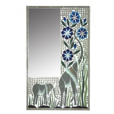 Mosaic Mirror Rectangular Elephant Flower Motif 60 cm
