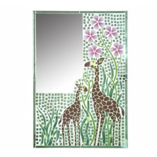 Mosaic Mirror Rectangular Giraffe Flower Motif 60 cm