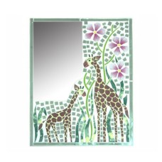Mosaic Mirror Rectangular Giraffe Flower Motif 40 cm
