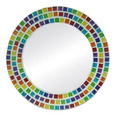Mosaic Glass Round Mirror Multicolor 60 cm