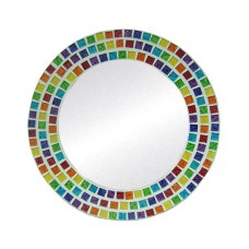 Mosaic Glass Round Mirror Multicolor 50 cm