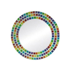 Mosaic Glass Round Mirror Multicolor 40 cm