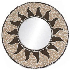 Mosaic Round Mirror Sun Flower Brown 60 cm