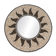 Mosaic Round Mirror Sun Flower Brown 50 cm