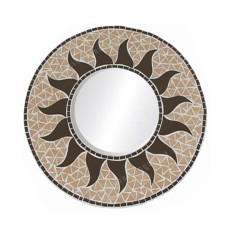 Mosaic Round Mirror Sun Flower Brown 40 cm