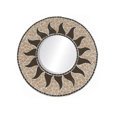 Mosaic Round Mirror Sun Flower Brown 30 cm