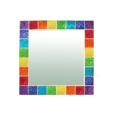 Mosaic Mirror Square Multicolor 25 cm