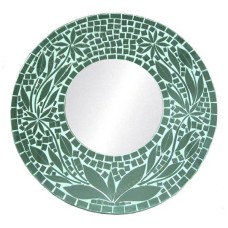 Mosaic Round Mirror Clear White Flower 60 cm