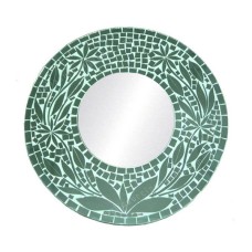 Mosaic Round Mirror Clear White Flower 50 cm