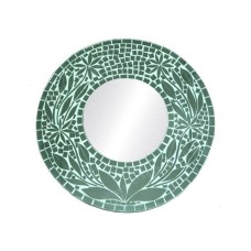 Mosaic Round Mirror Clear White Flower 40 cm