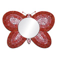 Mosaic Mirror Butterfly Shape Red 35 cm