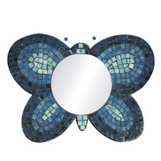Mosaic Mirror Butterfly Shape Blue Turquoise 35 cm