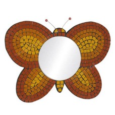 Mosaic Mirror Butterfly Shape Orange 35 cm
