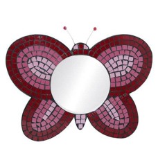 Mosaic Mirror Butterfly Shape Red Pink 35 cm