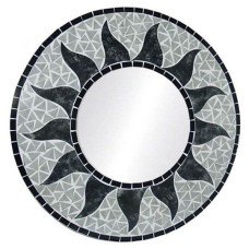 Mosaic Round Mirror Sun Flower Grey 60 cm