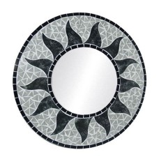 Mosaic Round Mirror Sun Flower Grey 50 cm