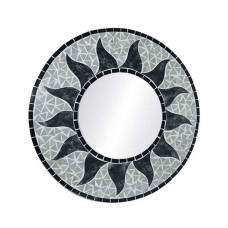 Mosaic Round Mirror Sun Flower Grey 40 cm