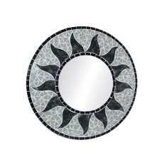 Mosaic Round Mirror Sun Flower Grey 30 cm
