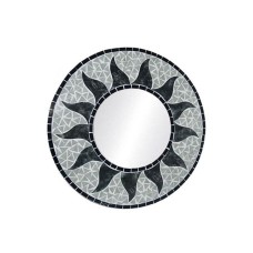 Mosaic Round Mirror Sun Flower Grey 20 cm