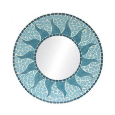 Mosaic Mirror Sun Flower Light Blue 40 cm