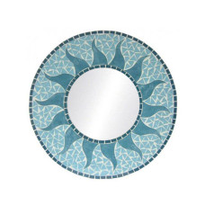 Mosaic Mirror Sun Flower Light Blue 30 cm