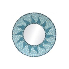 Mosaic Round Mirror Sun Flower Light Blue 20 cm