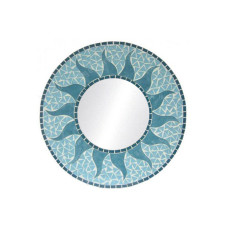 Mosaic Mirror Sun Flower Light Blue 20 cm