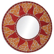 Mosaic Round Mirror Sun Flower Orange Red 60 cm