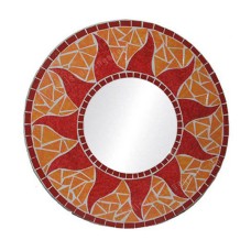 Mosaic Round Mirror Sun Flower Orange Red 50 cm