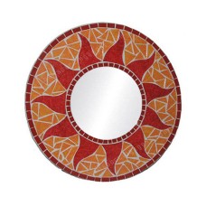 Mosaic Round Mirror Sun Flower Orange Red 40 cm