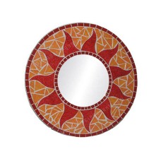 Mosaic Round Mirror Sun Flower Orange Red 30 cm