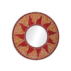 Mosaic Round Mirror Sun Flower Orange Red 20 cm