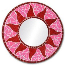 Mosaic Round Mirror Sun Flower Red 60 cm